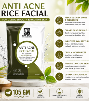 Anti Acne Rice Facial Kit | Acne Control & Skin Brightening | 10 Step Professional Facial | Rice Extract Formula | All Skin Types | 105g