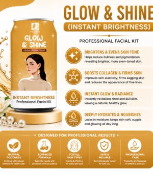 Glow & Shine Instant Brightness Professional Facial Kit | Skin Brightening & Deep Hydration | Collagen Boost Facial | All Skin Types | 80g