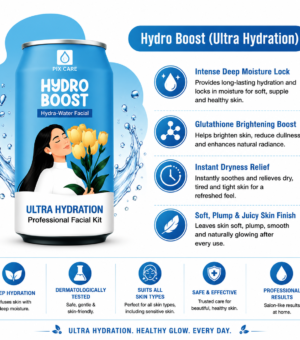 Hydro Boost Ultra Hydration Professional Facial Kit | Deep Moisturizing & Skin Brightening | Glutathione Facial | All Skin Types | 80g