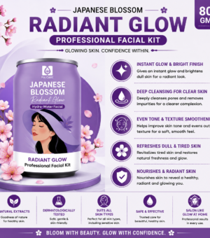 Japanese Blossom Radiant Glow Professional Facial Kit | Instant Glow & Skin Brightening | Deep Cleansing Facial | All Skin Types | 80g