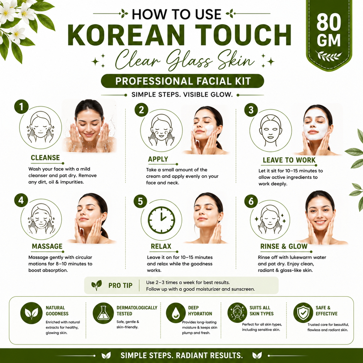 Korean Touch Clear Glass Skin Professional Facial Kit | Glass Skin Glow & Deep Hydration | Professional Facial | All Skin Types | 80g - Image 5