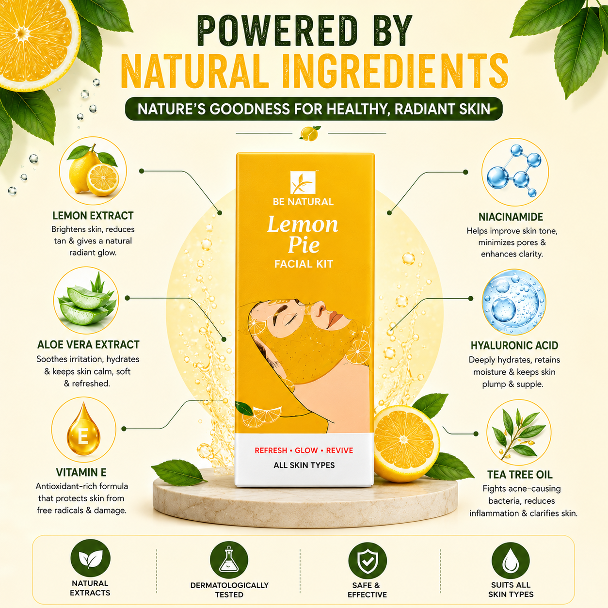 Lemon Pie Facial Kit | De-Tan & Skin Brightening Facial | Refreshing Citrus Facial | Professional Facial Kit | All Skin Types | 62g - Image 5