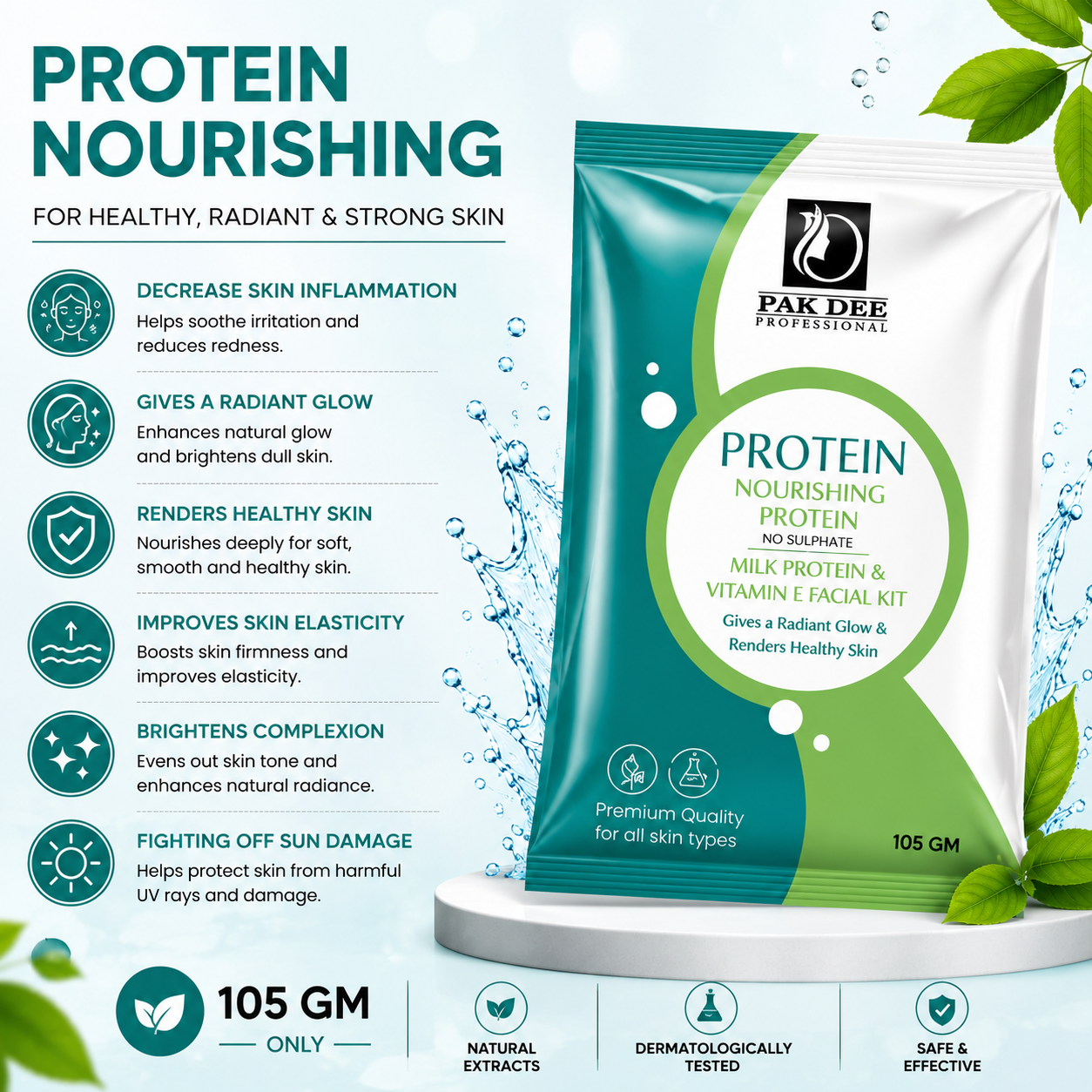 Protein Nourishing Facial Kit | Deep Nourishment & Skin Brightening | 10 Step Professional Facial | Milk Protein & Vitamin E | All Skin Types | 105g