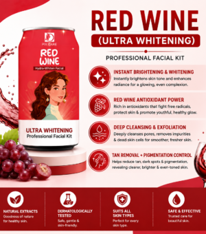 Red Wine Ultra Whitening Professional Facial Kit | Skin Brightening & Pigmentation Control | Deep Cleansing Facial | All Skin Types | 80g