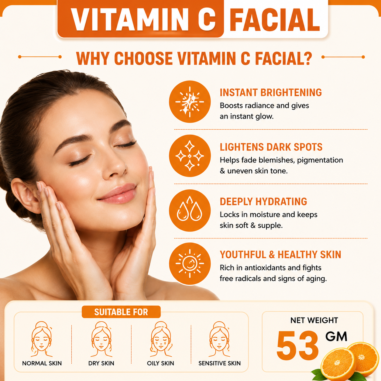 Vitamin C Facial Powder | Skin Brightening & Hydrating Facial | 6 Step Professional Facial | Vitamin C Enriched | All Skin Types | 53g - Image 4
