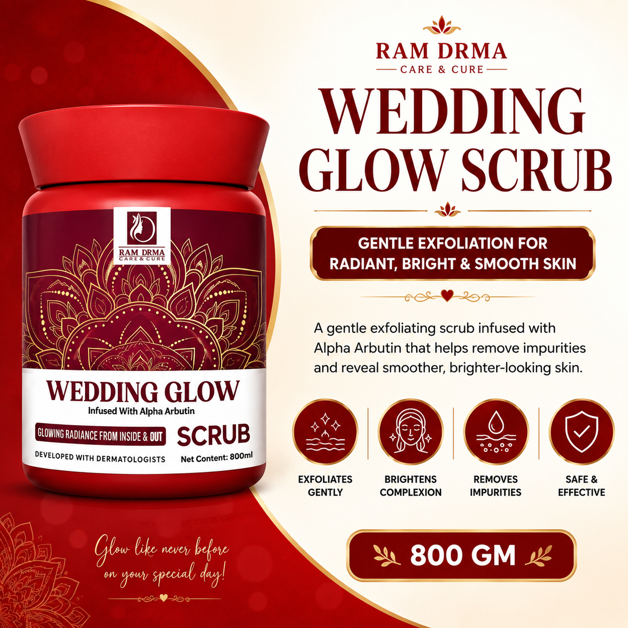 Wedding Glow Scrub | Gentle Exfoliation | 800g