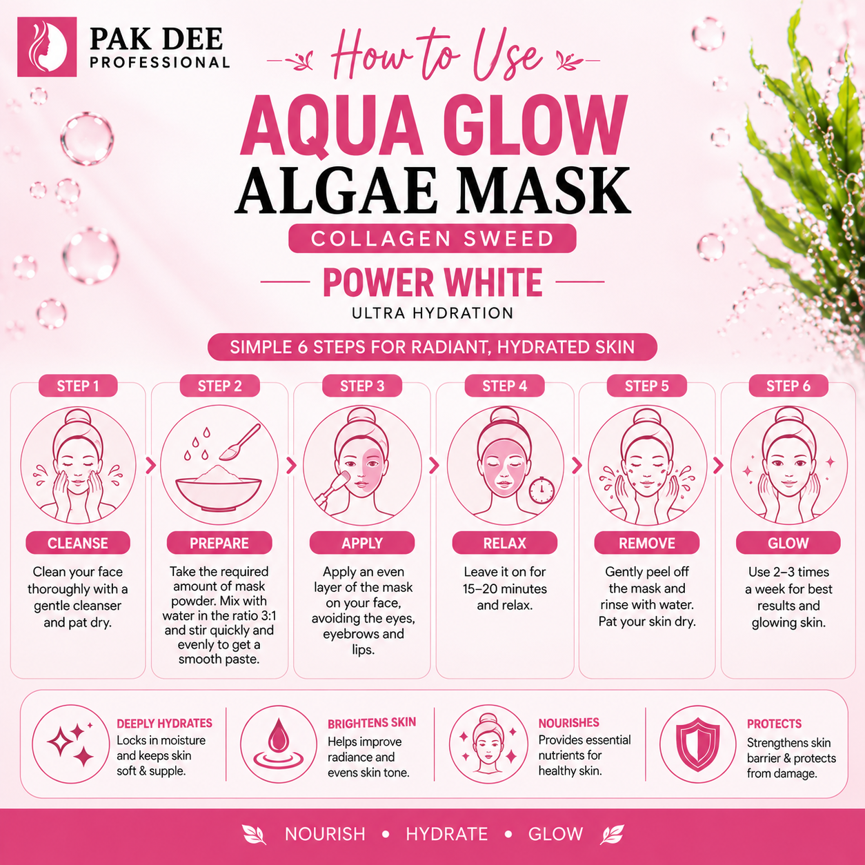 Power White Algae Mask | Brighten & Even Skin Tone | 100g - Image 3