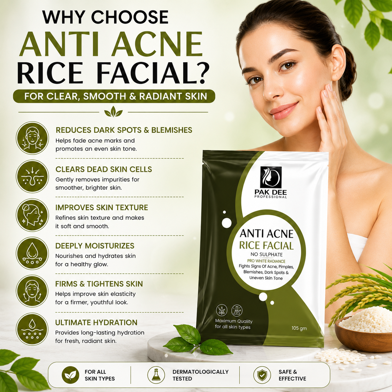 Anti Acne Rice Facial Kit | Acne Control | 105g - Image 2