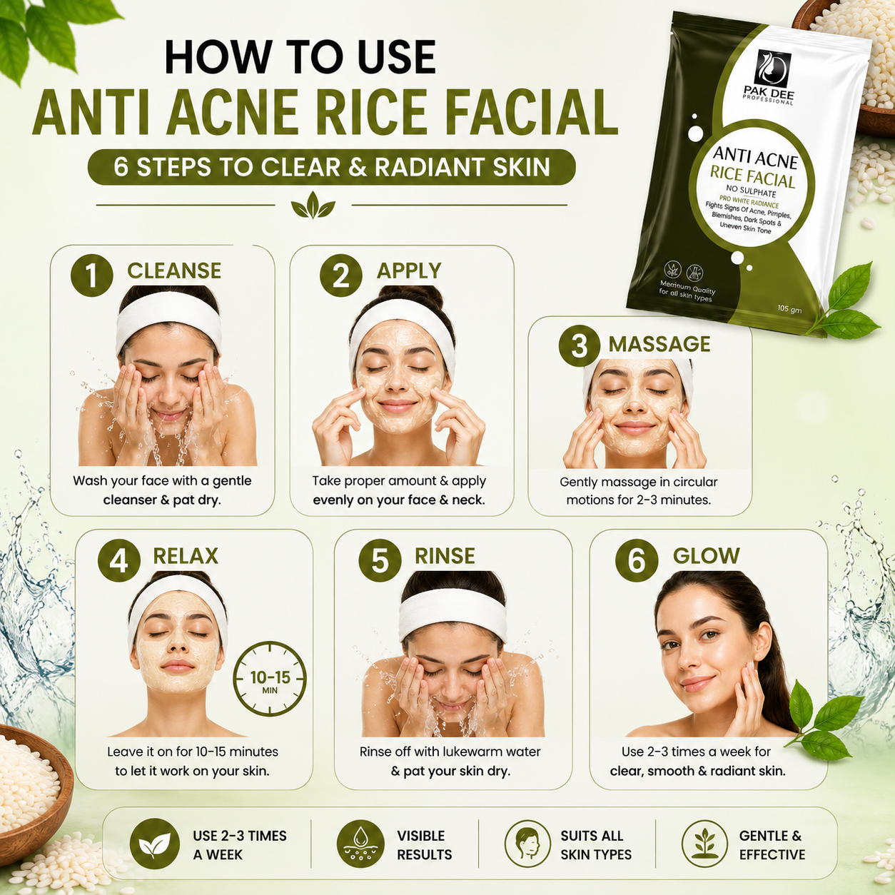 Anti Acne Rice Facial Kit | Acne Control | 105g - Image 3