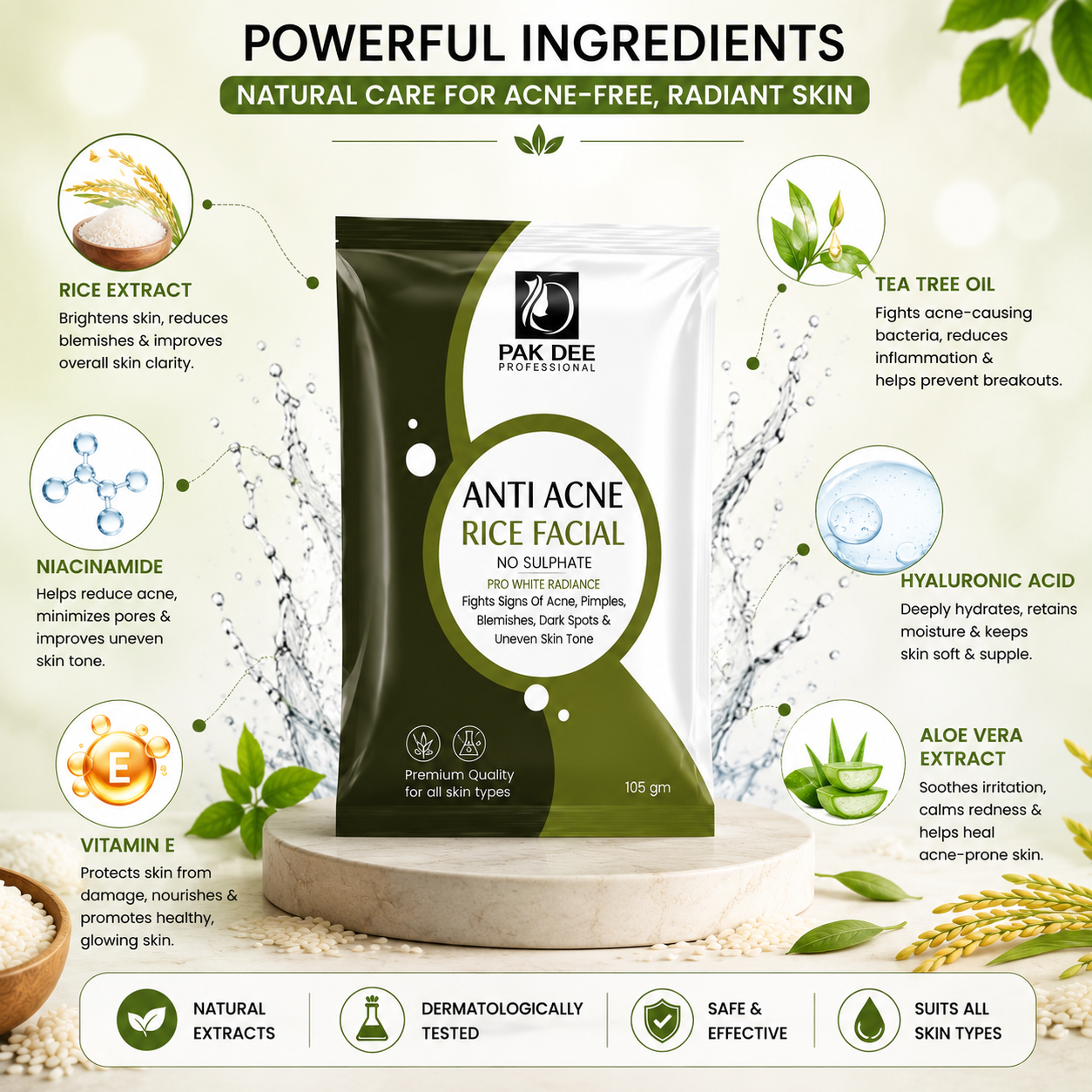Anti Acne Rice Facial Kit | Acne Control | 105g - Image 4