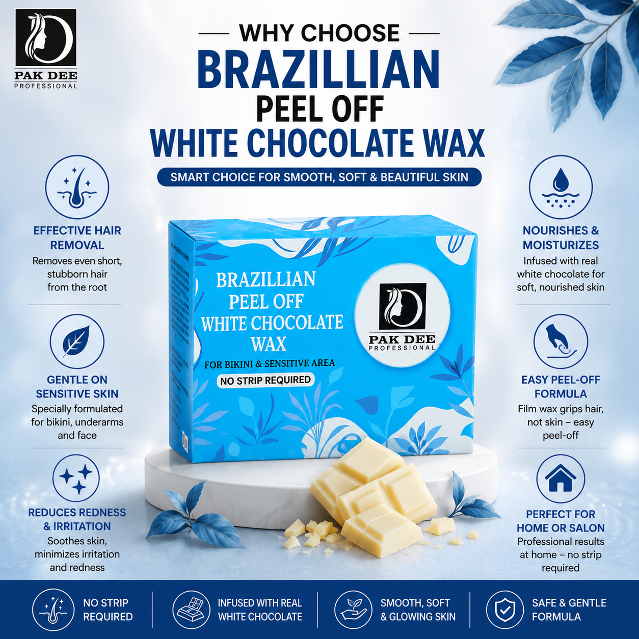 Brazilian Peel Off White Chocolate Wax | Smooth & Gentle Hair Removal | 450g - Image 2