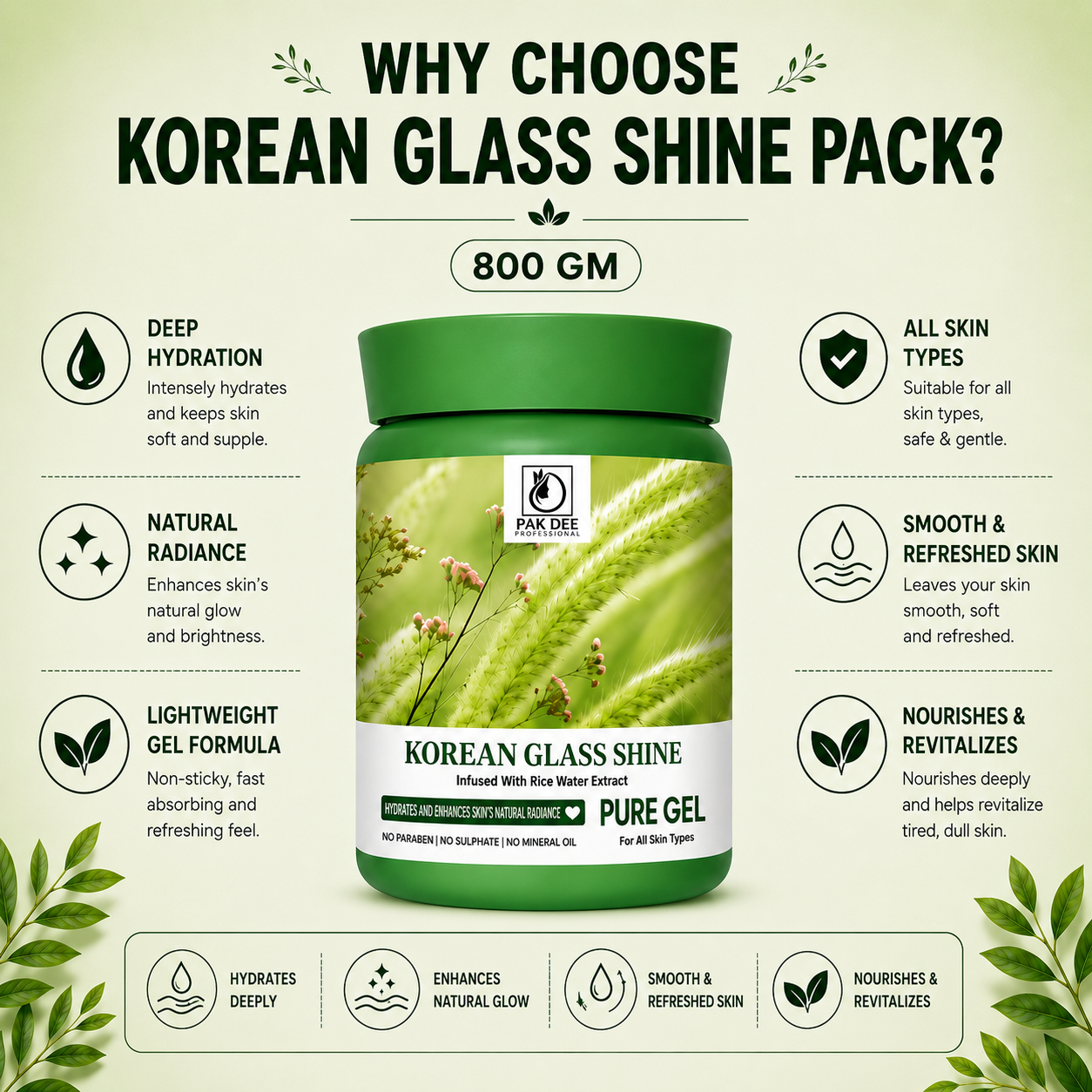 Korean Glass Shine Pack | Glass Skin Glow | 800g - Image 2