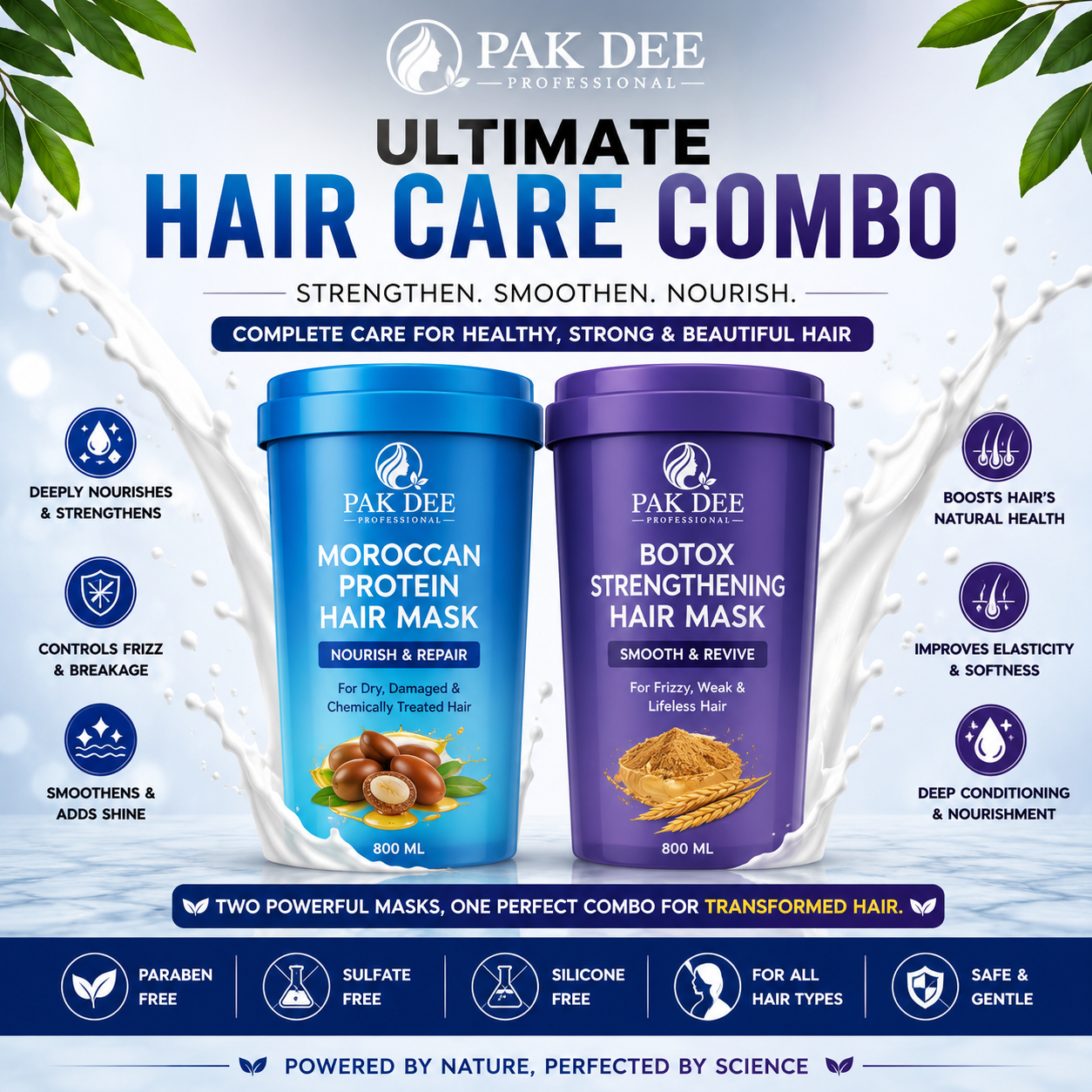 Ultimate Hair Care Combo | Moroccan & Botox Hair Masks | 800ml Each