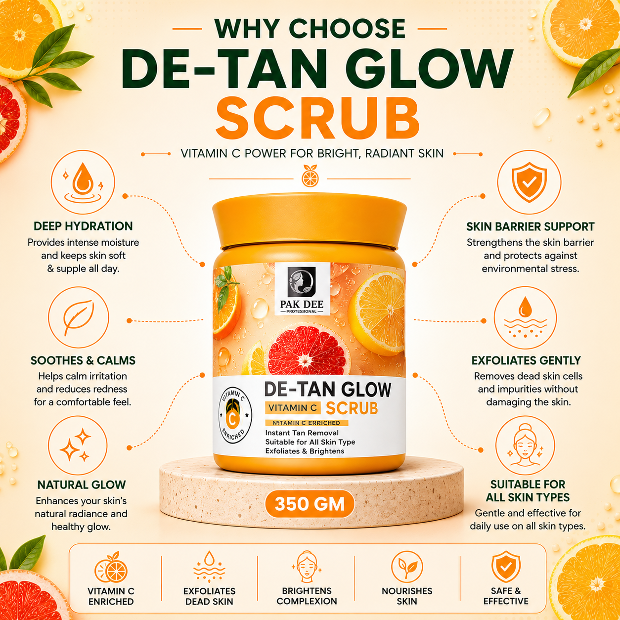 De-Tan Glow Scrub | Tan Removal | 350g - Image 3