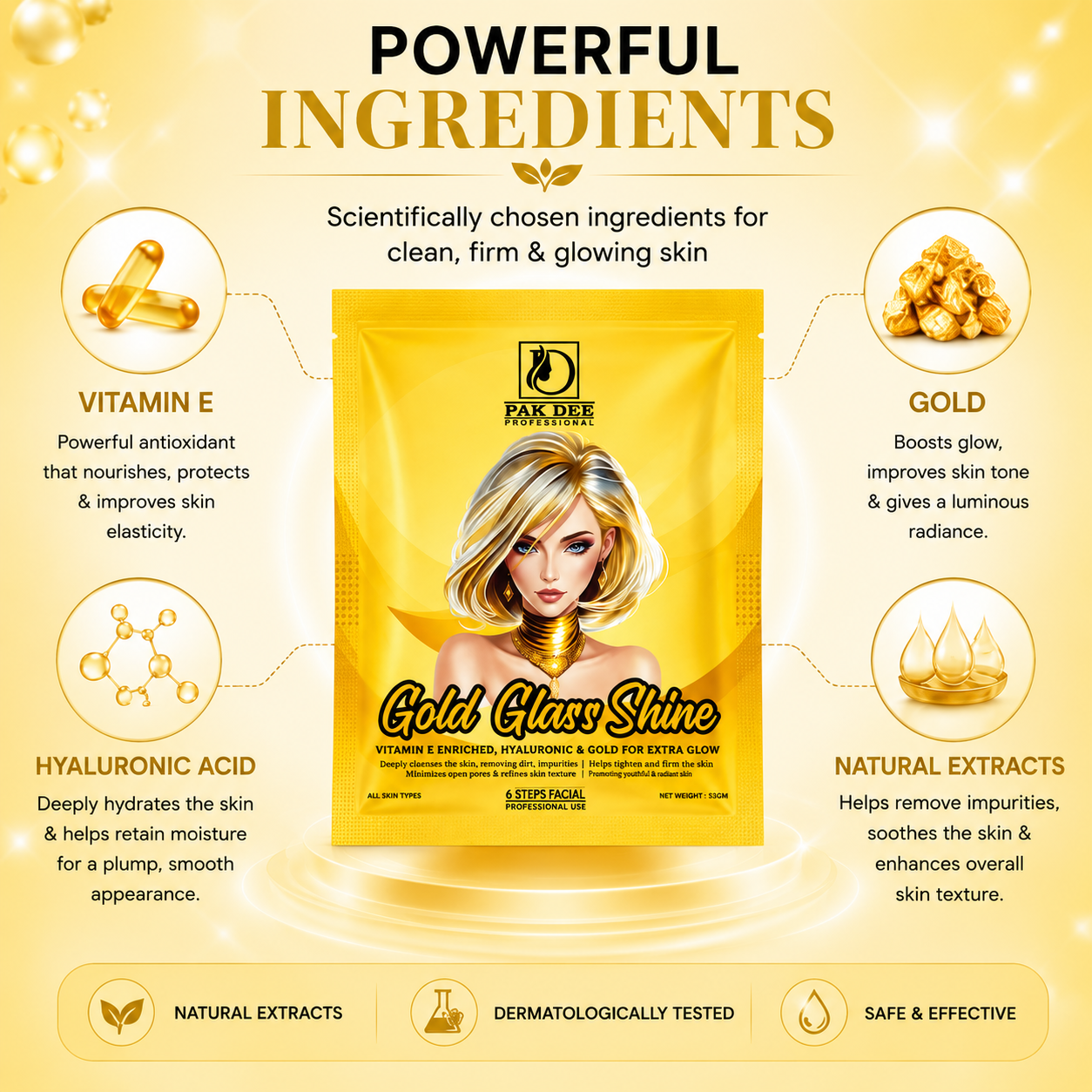 Gold Glass Shine Facial Powder | Instant Glow | 53g - Image 2