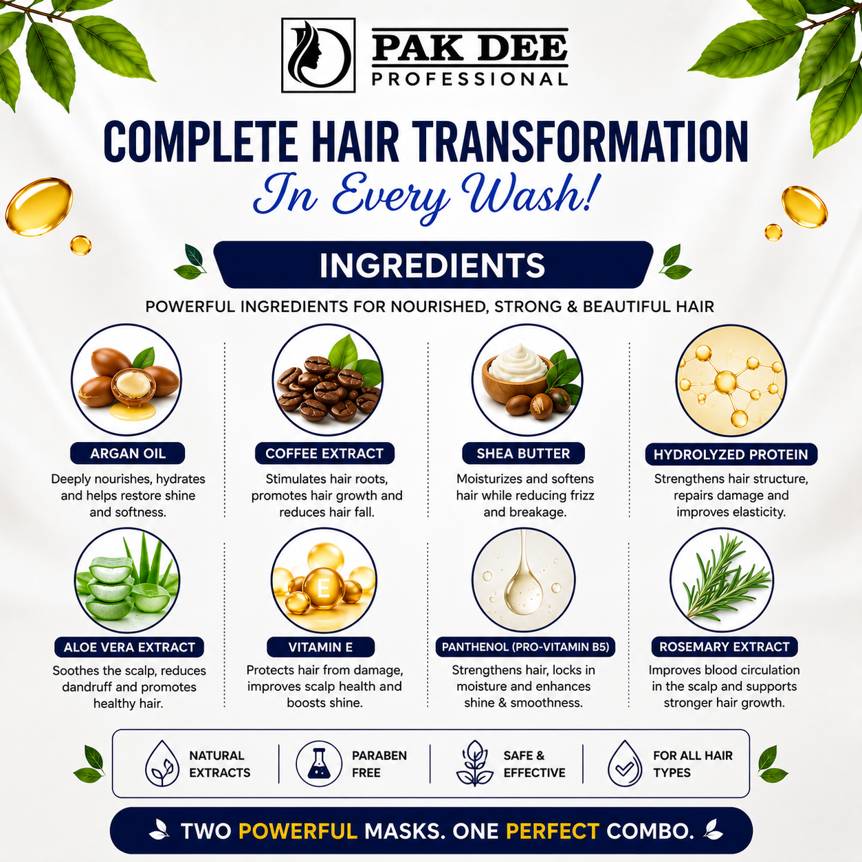 Hair Mask Combo | Moroccan Protein & Coffee Repair | Nourish, Repair & Strengthen Hair | Professional Hair Care | 800ml + 800ml - Image 4