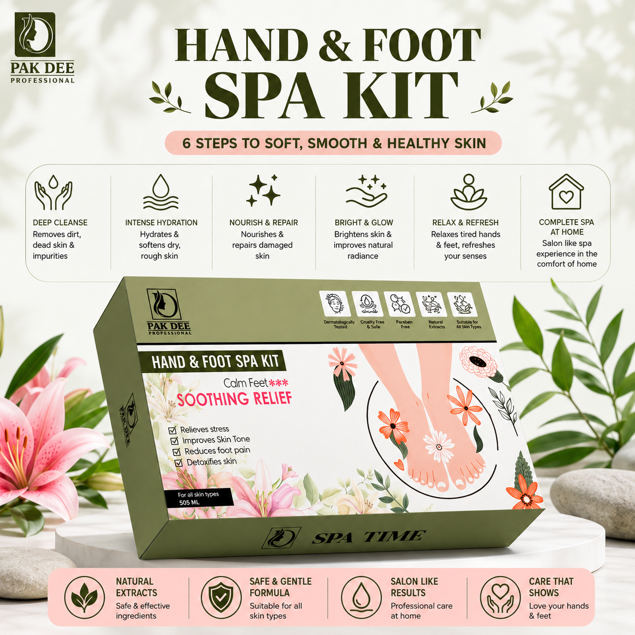 Hand & Foot Spa Kit | 6-Step Care for Soft & Smooth Skin | 505ml