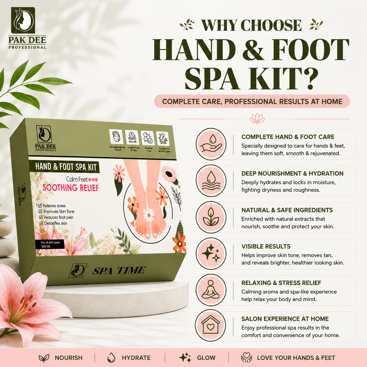 Hand & Foot Spa Kit | 6-Step Care for Soft & Smooth Skin | 505ml - Image 3