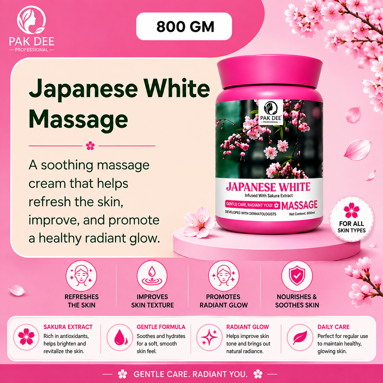 Japanese White Massage Cream | Skin Radiance | 800g