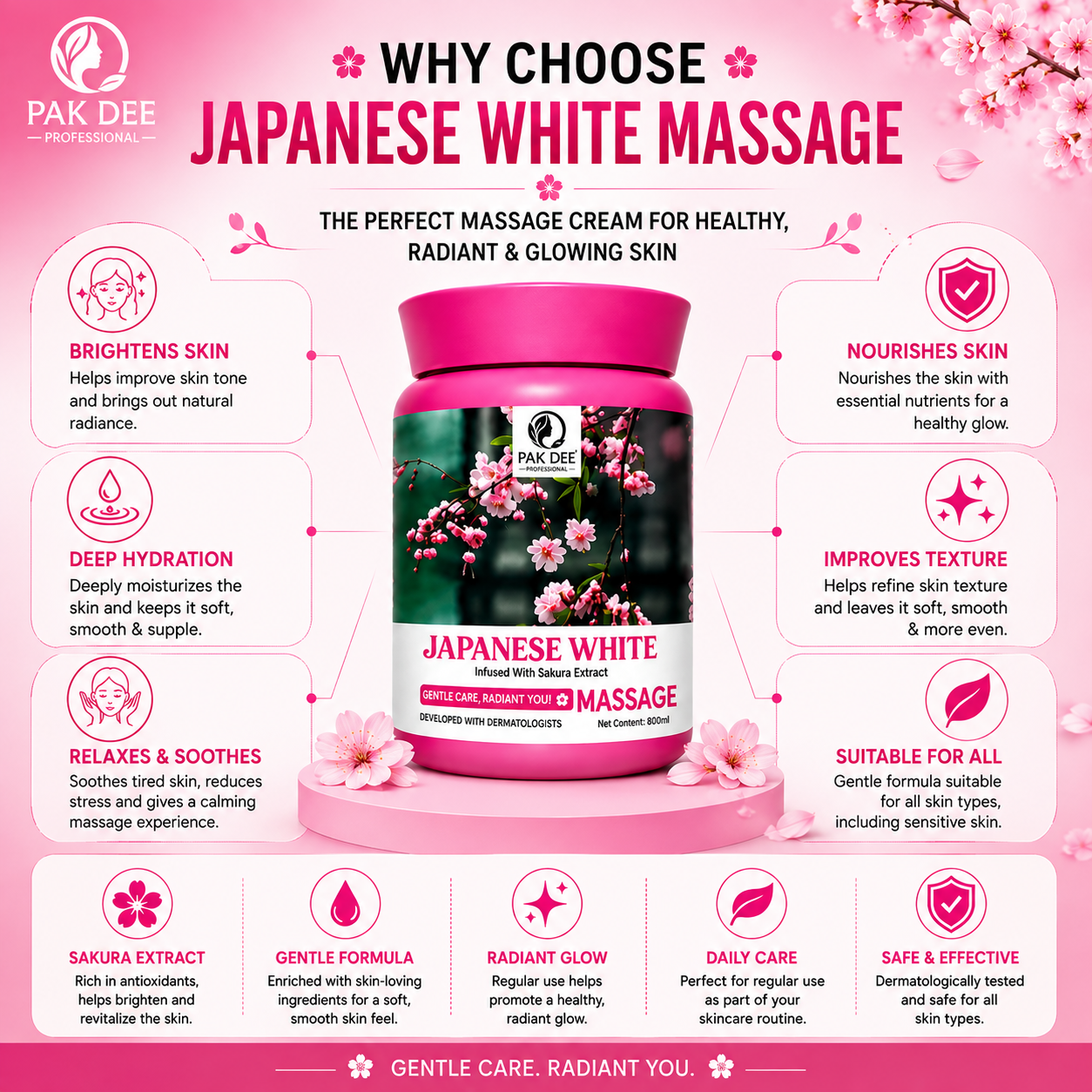 Japanese White Massage Cream | Skin Radiance | 800g - Image 3