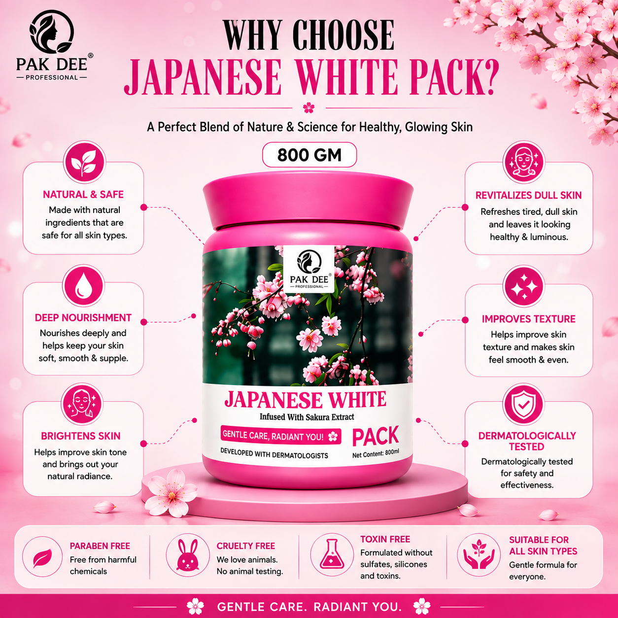 Japanese White Face Pack | Skin Radiance | 800g - Image 3