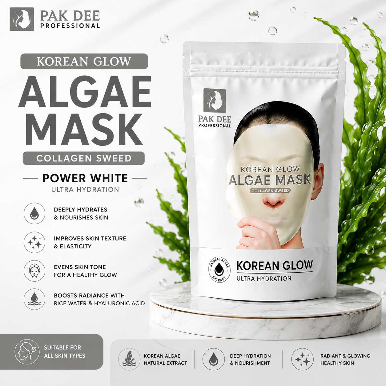 Korean Glow Algae Mask | Hydrate & Brighten Skin | 100g