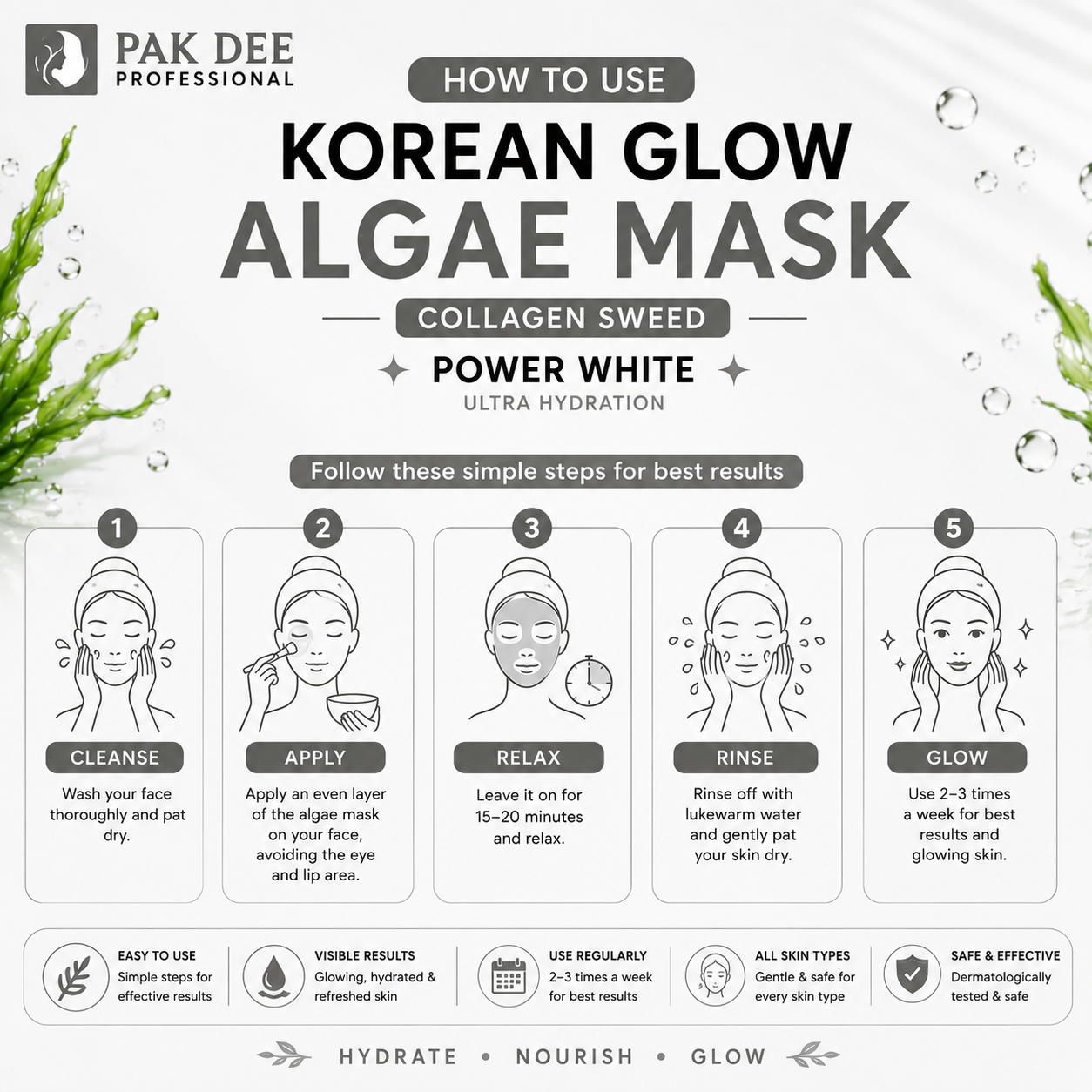 Korean Glow Algae Mask | Hydrate & Brighten Skin | 100g - Image 2