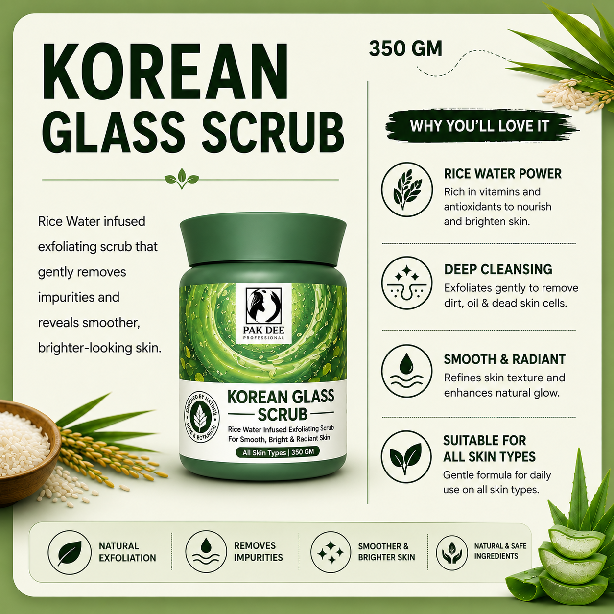 Korean Glass Scrub | Gentle Exfoliation | 350g