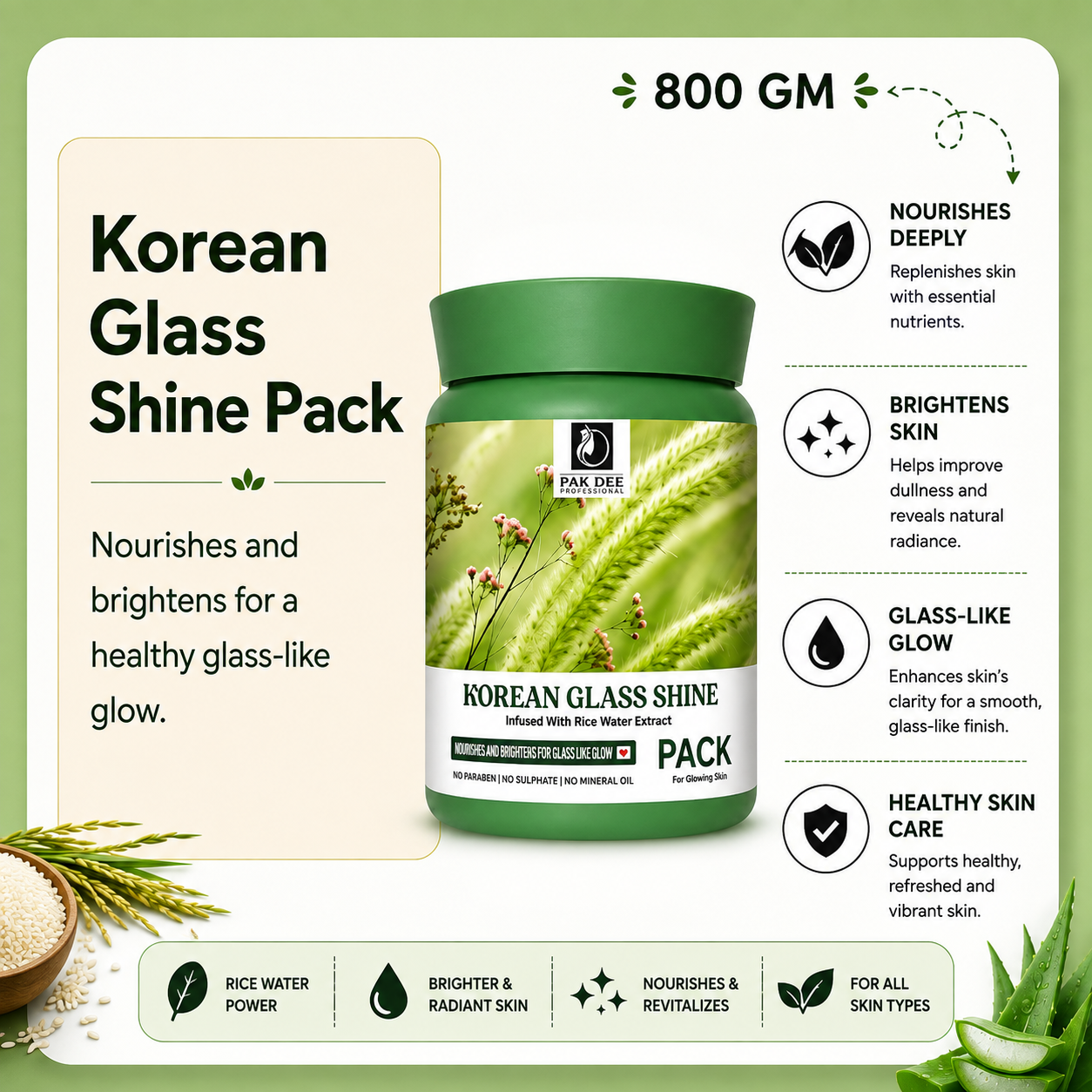 Korean Glass Shine Pack | Glass Skin Glow | 800g