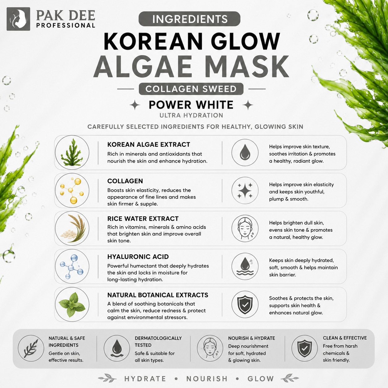 Korean Glow Algae Mask | Hydrate & Brighten Skin | 100g - Image 4