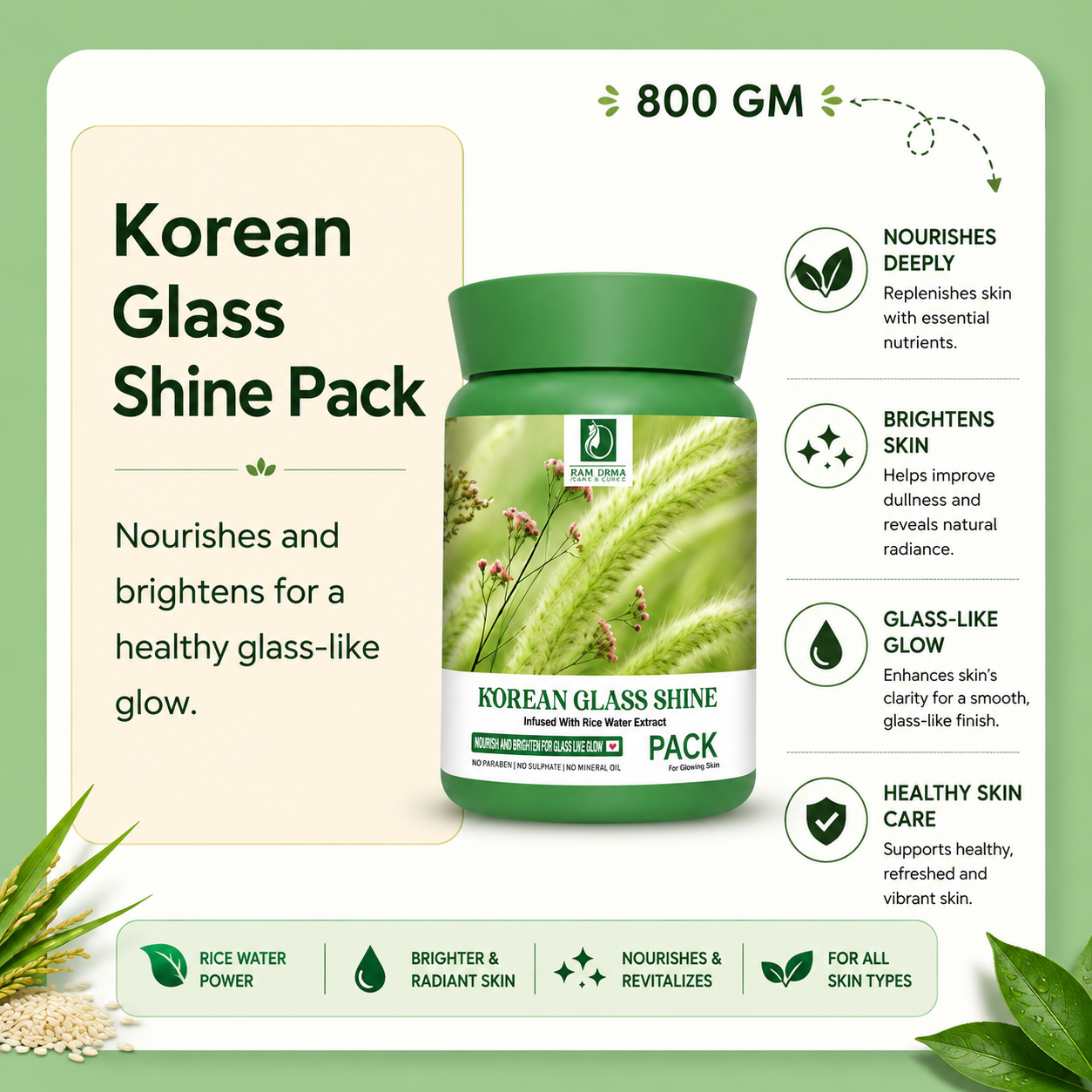 Korean Glass Shine Pack | Glass Skin Glow | 800g