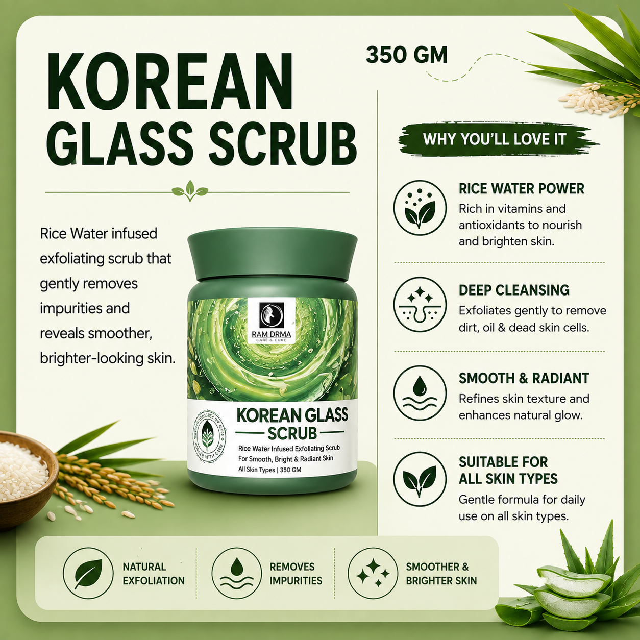 Korean Glass Scrub | Gentle Exfoliation | 350g
