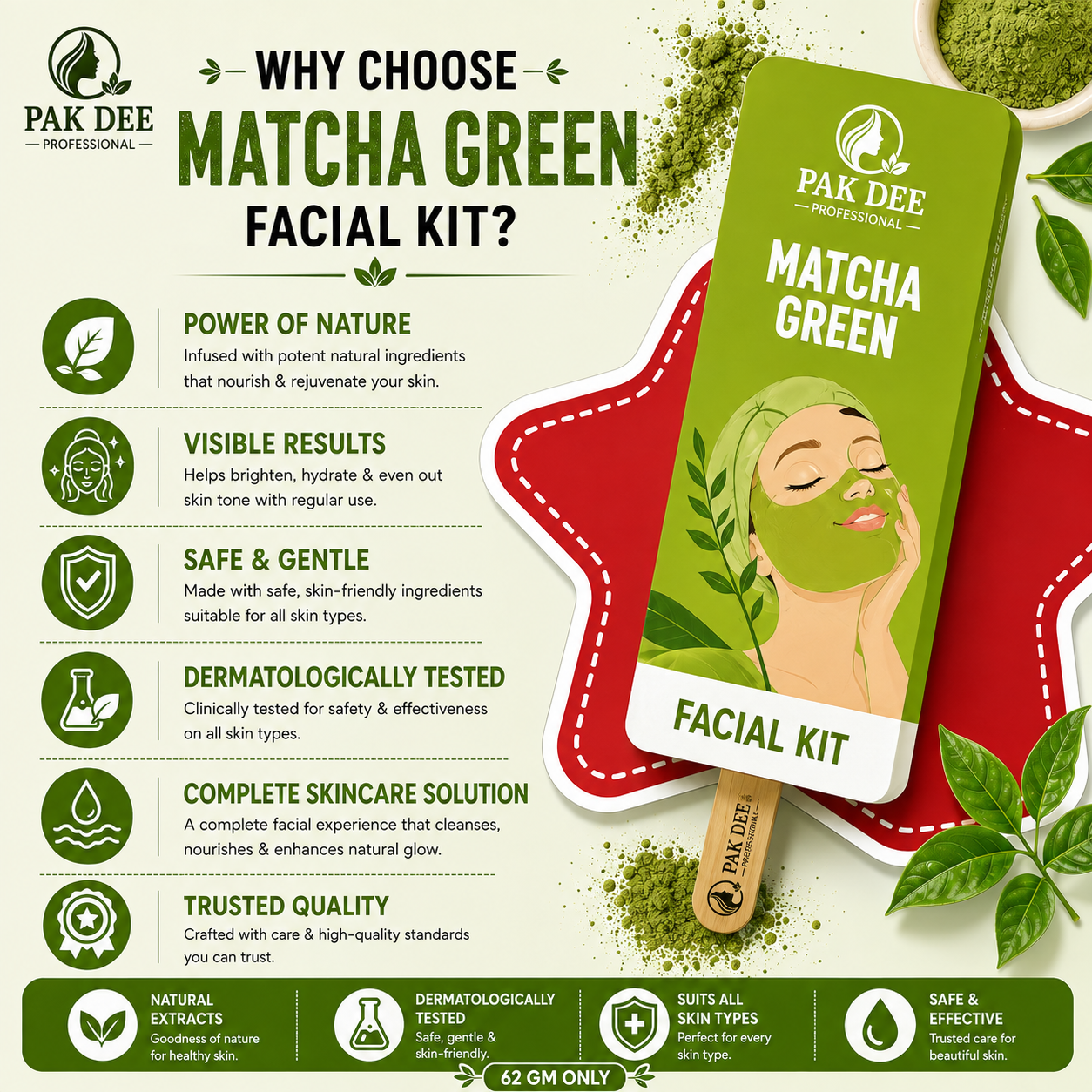 Matcha Green Facial Kit | Deep Cleansing | 62g - Image 2