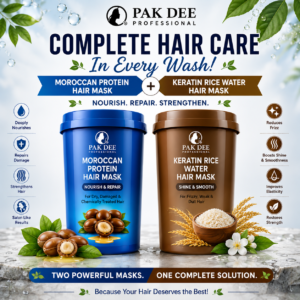 Hair Mask Combo | Moroccan Protein & Keratin Rice Water | Nourish, Repair & Strengthen Hair | Professional Hair Care | 800ml + 800ml
