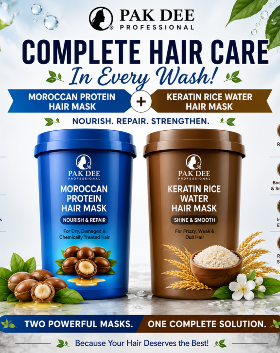 Hair Mask Combo | Moroccan Protein & Keratin Rice Water | Nourish, Repair & Strengthen Hair | Professional Hair Care | 800ml + 800ml