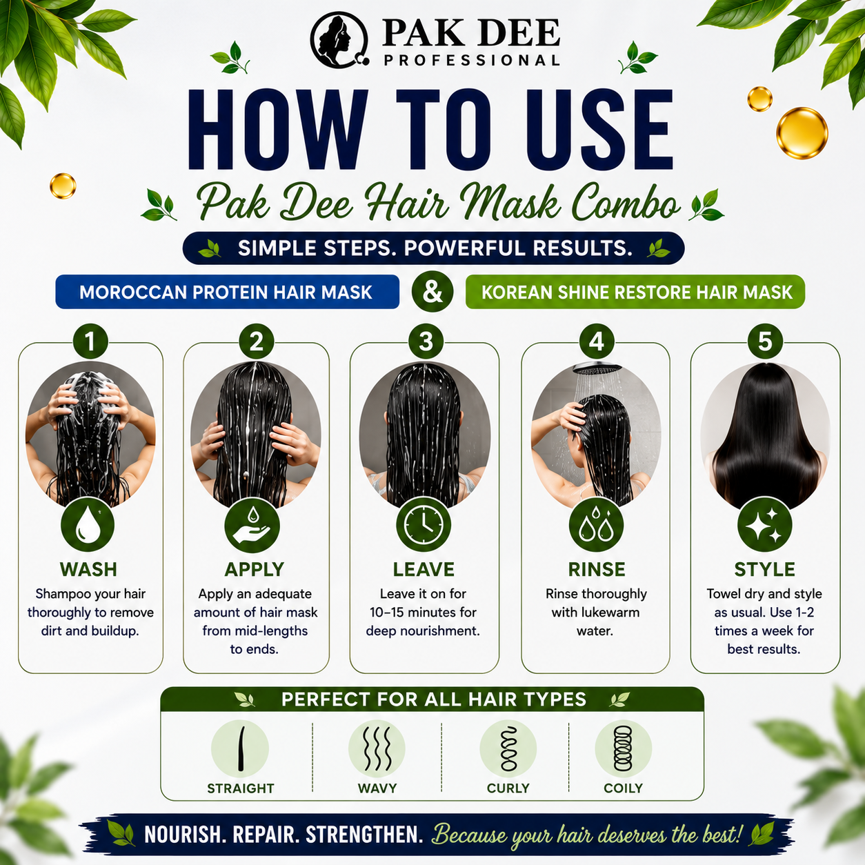 Hair Mask Combo | Moroccan Protein & Korean Shine Restore | Nourish, Repair & Strengthen Hair | Professional Hair Care | 800ml + 800ml - Image 3