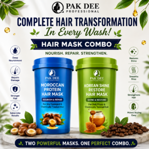 Hair Mask Combo | Moroccan Protein & Korean Shine Restore | Nourish, Repair & Strengthen Hair | Professional Hair Care | 800ml + 800ml