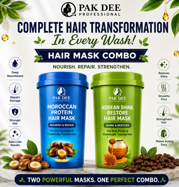 Hair Mask Combo | Moroccan Protein & Korean Shine Restore | Nourish, Repair & Strengthen Hair | Professional Hair Care | 800ml + 800ml
