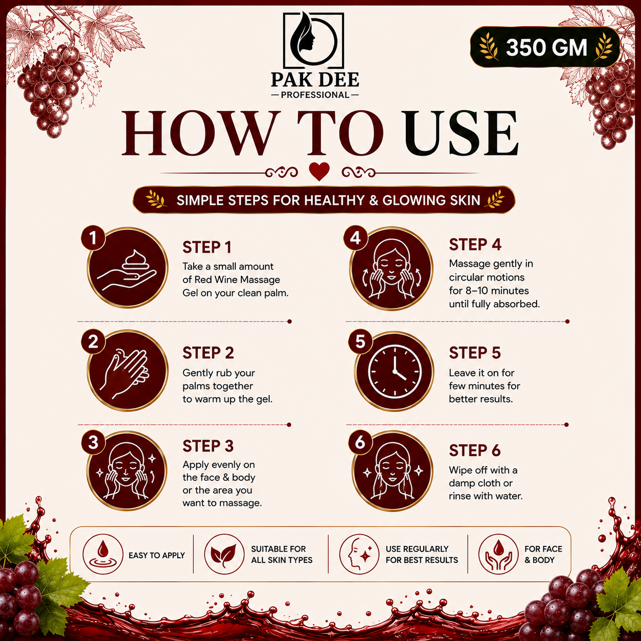 Red Wine Massage Cream | Anti-Aging Care | 350g - Image 2