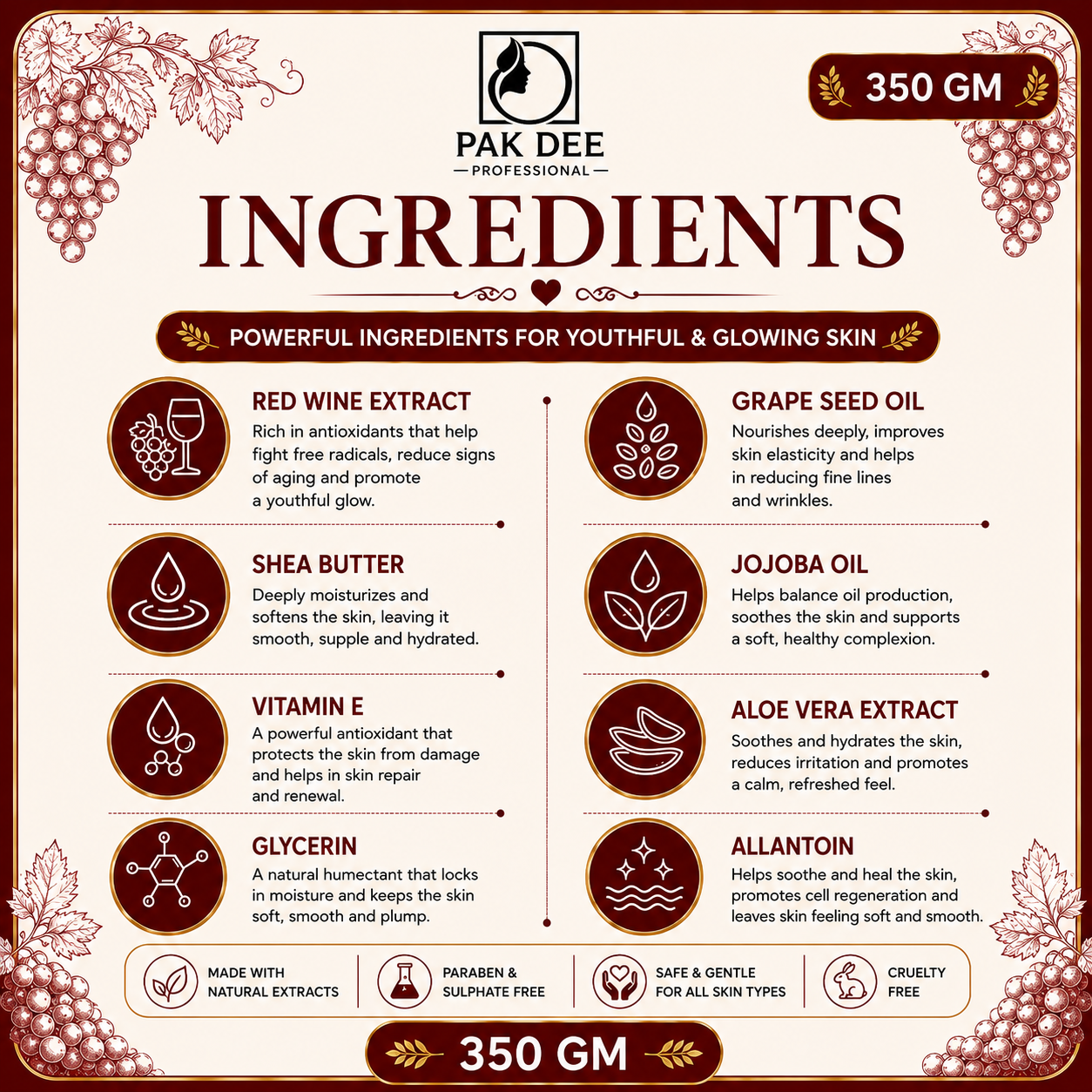 Red Wine Massage Cream | Anti-Aging Care | 350g - Image 4