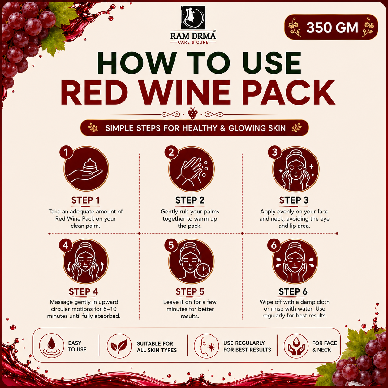 Red Wine Face Pack | Skin Rejuvenation | 350g - Image 4