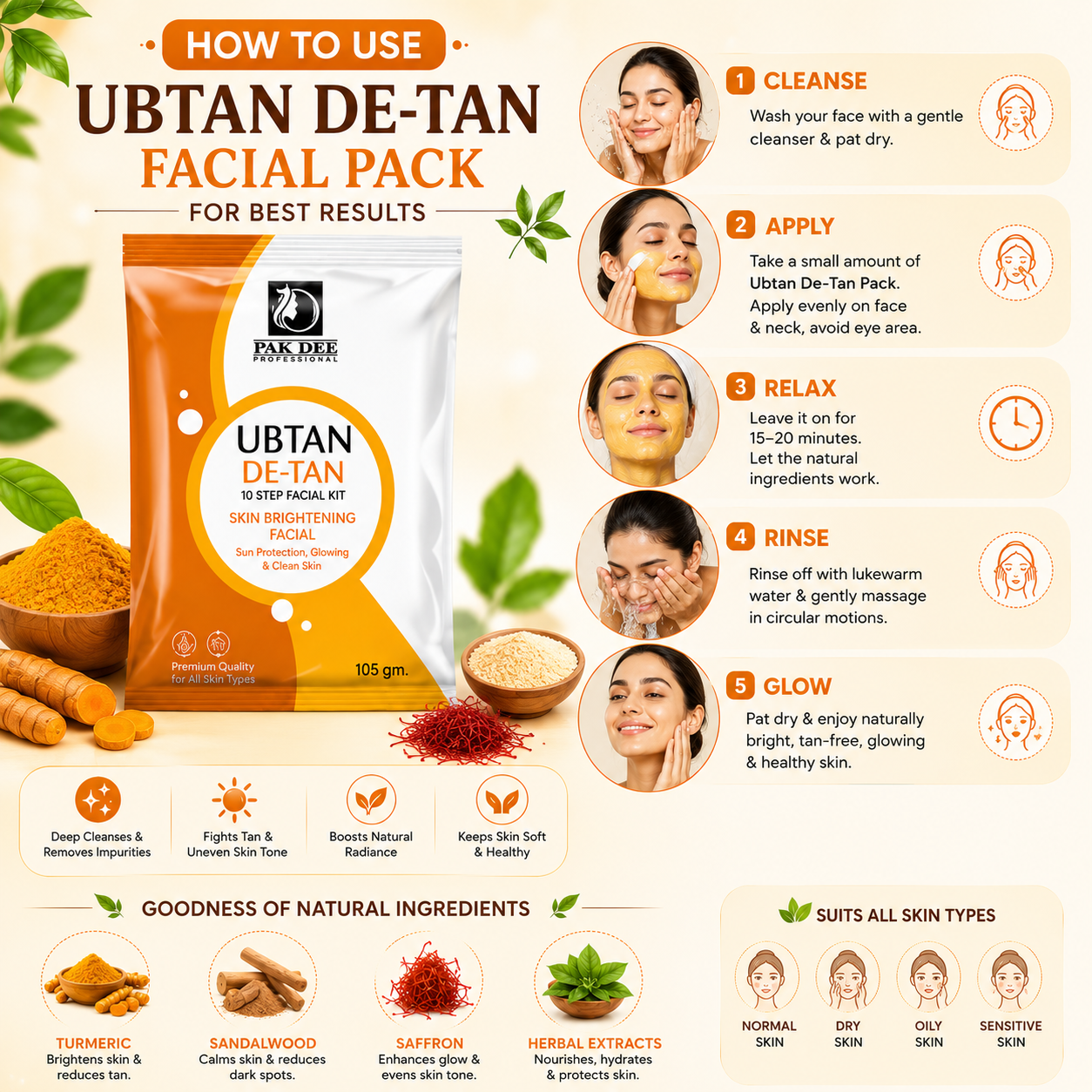 Ubtan De-Tan Facial Powder | Tan Removal | 105g - Image 4