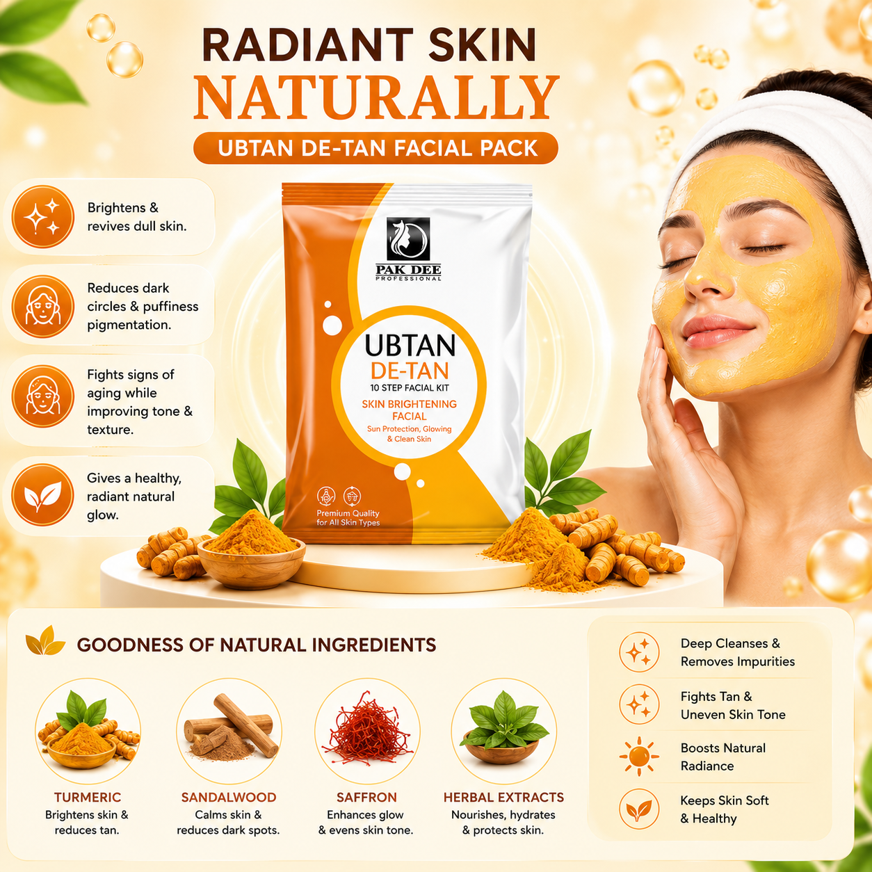 Ubtan De-Tan Facial Powder | Tan Removal | 105g - Image 3