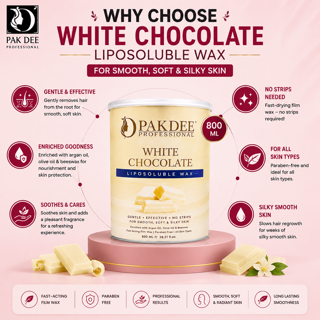 White Chocolate Wax | Gentle Hair Removal & Smooth Skin | 800ml - Image 2