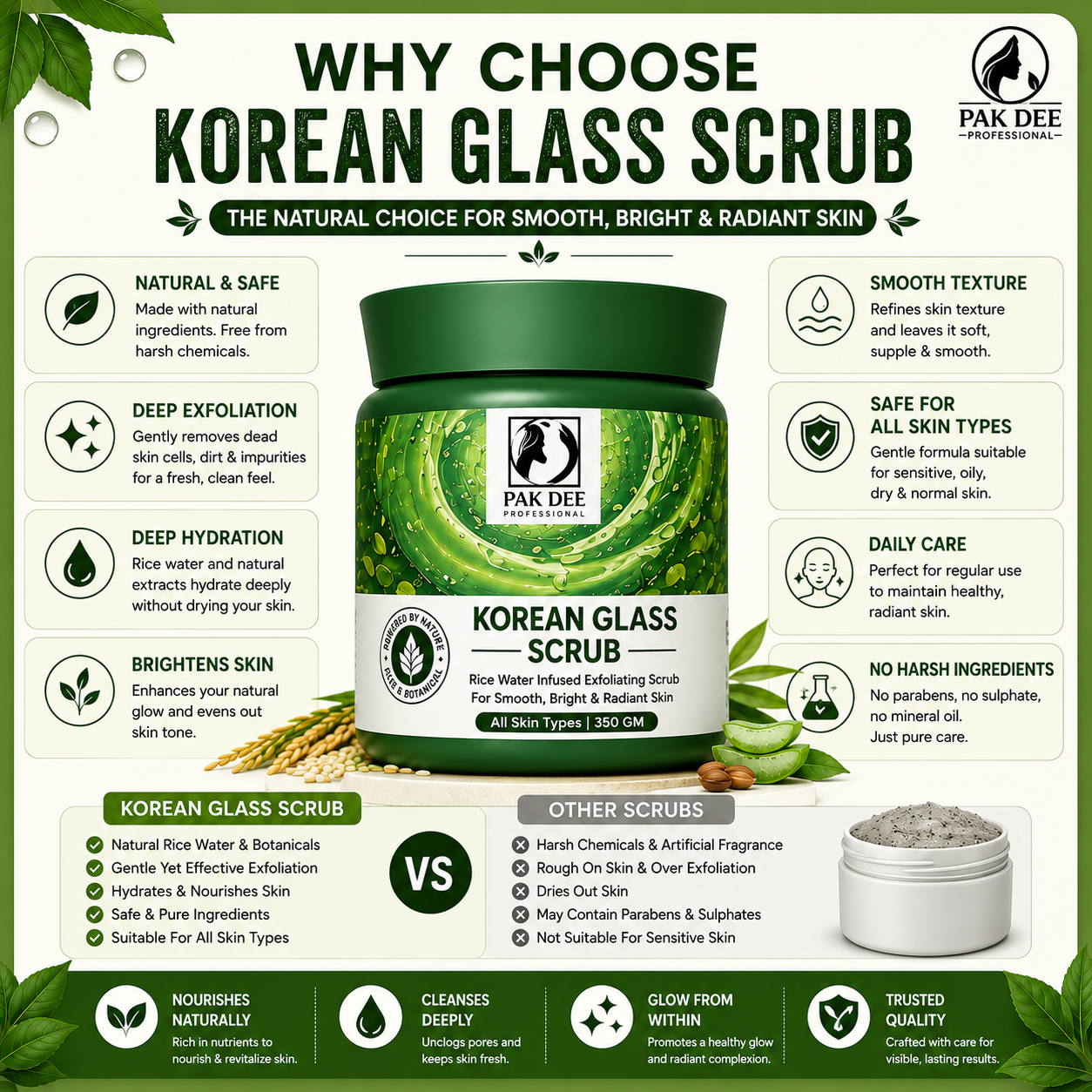 Korean Glass Scrub | Gentle Exfoliation | 350g - Image 3