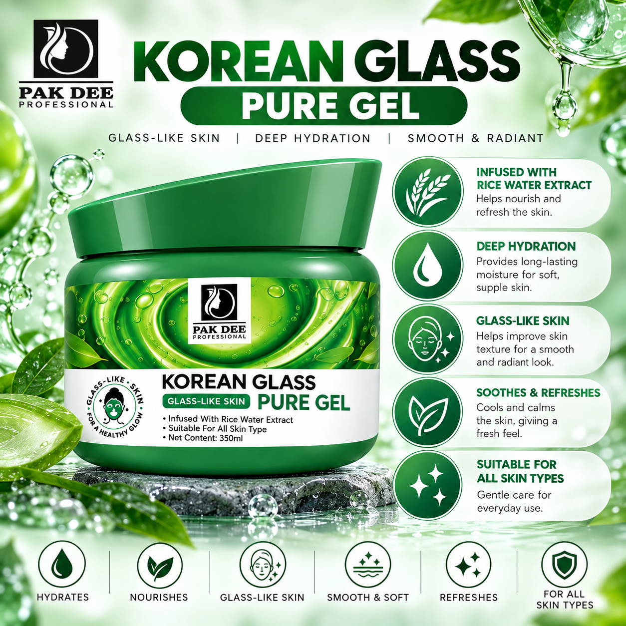Korean Glass Facial Kit | Rice Water Extract | 350ml - Image 5
