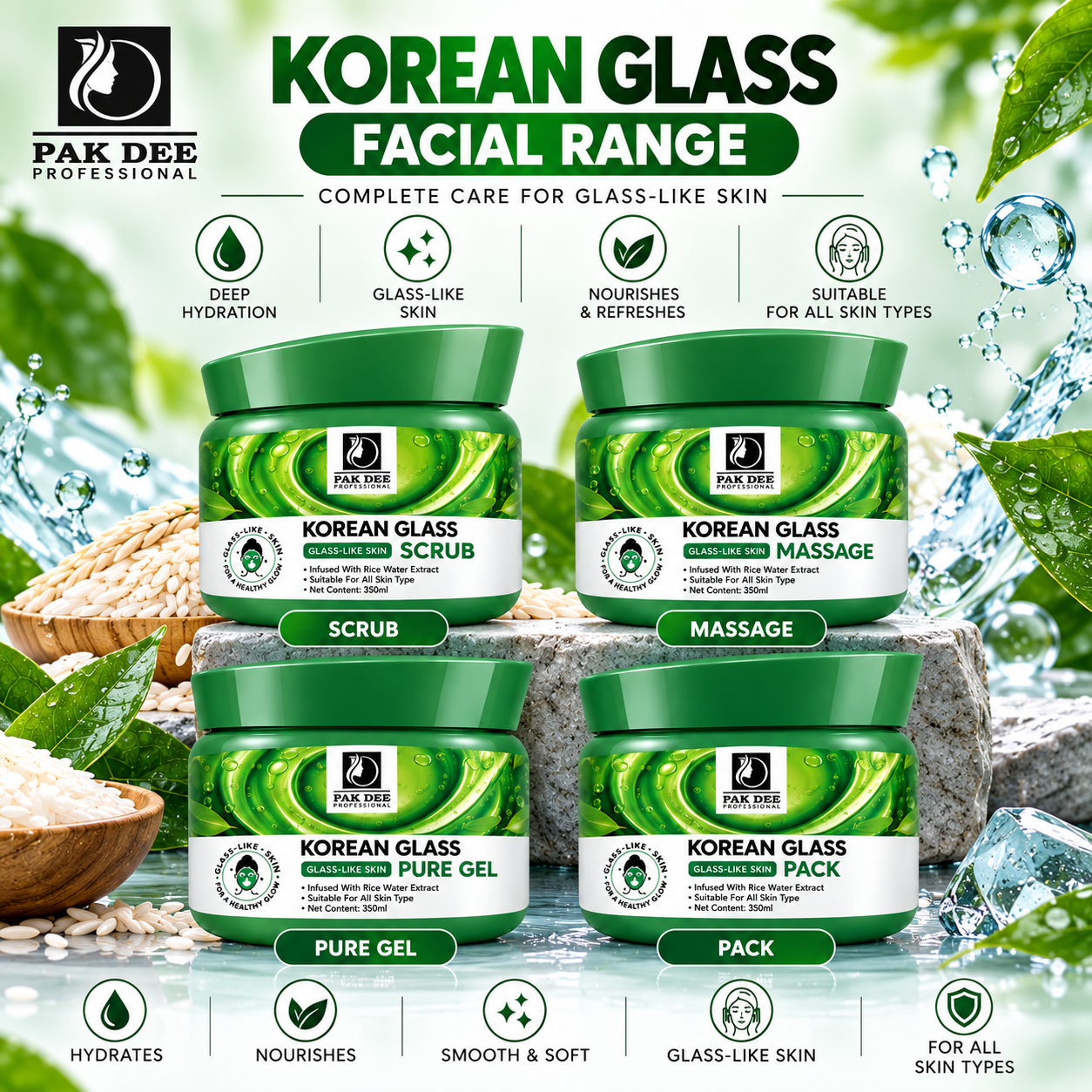 Korean Glass Facial Kit | Rice Water Extract | 350ml - Image 3