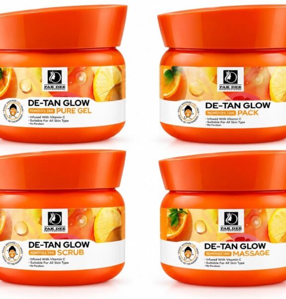 Refresh and revive your skin with the Pak Dee Professional De-Tan Glow Range, enriched with Vitamin C. This complete facial care range includes Scrub, Massage, Pure Gel and Pack, specially designed for a refreshing de-tan skincare routine. Suitable for all skin types.