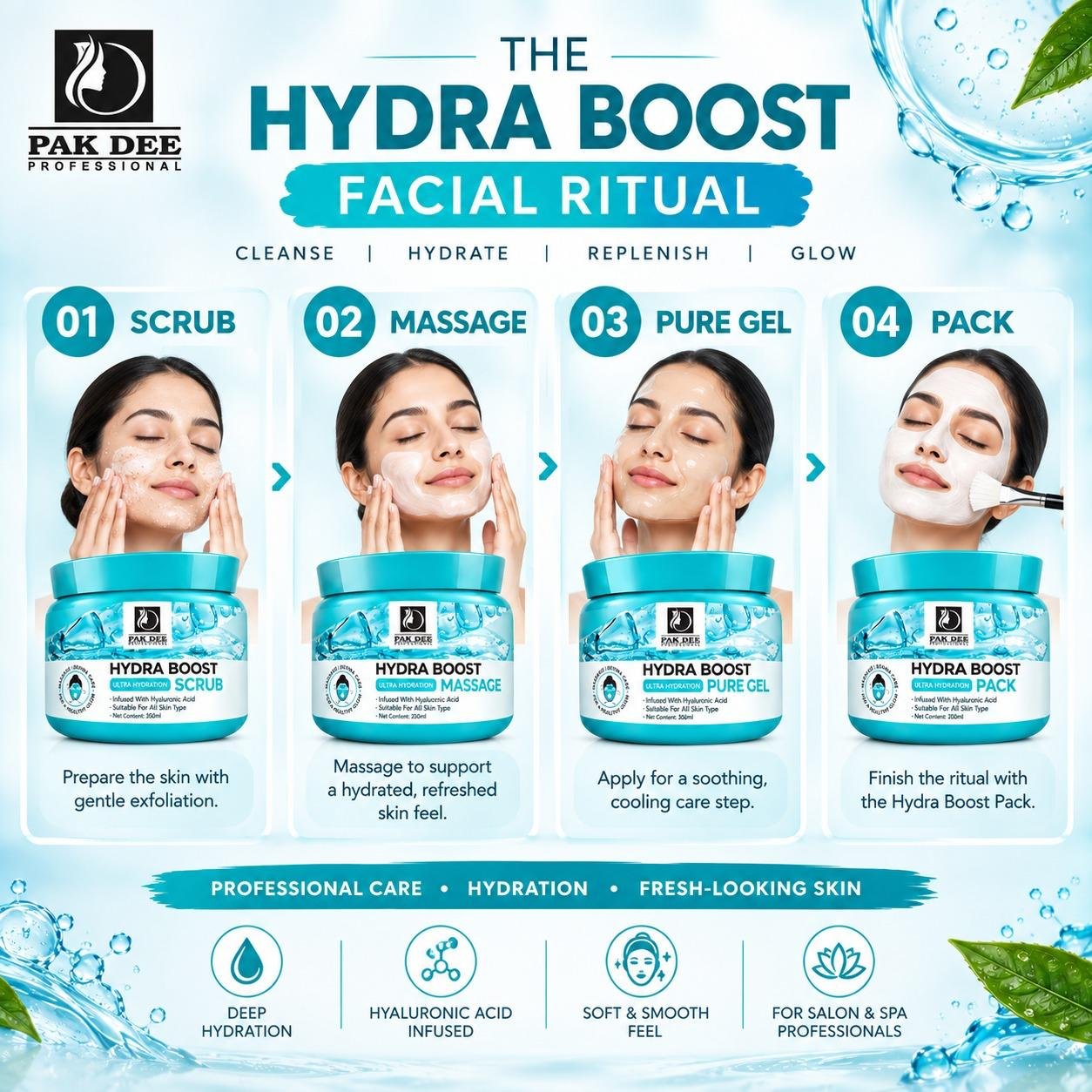 Hydra Boost Ultra Hydration Facial Kit | Hyaluronic Acid | 350ml - Image 2