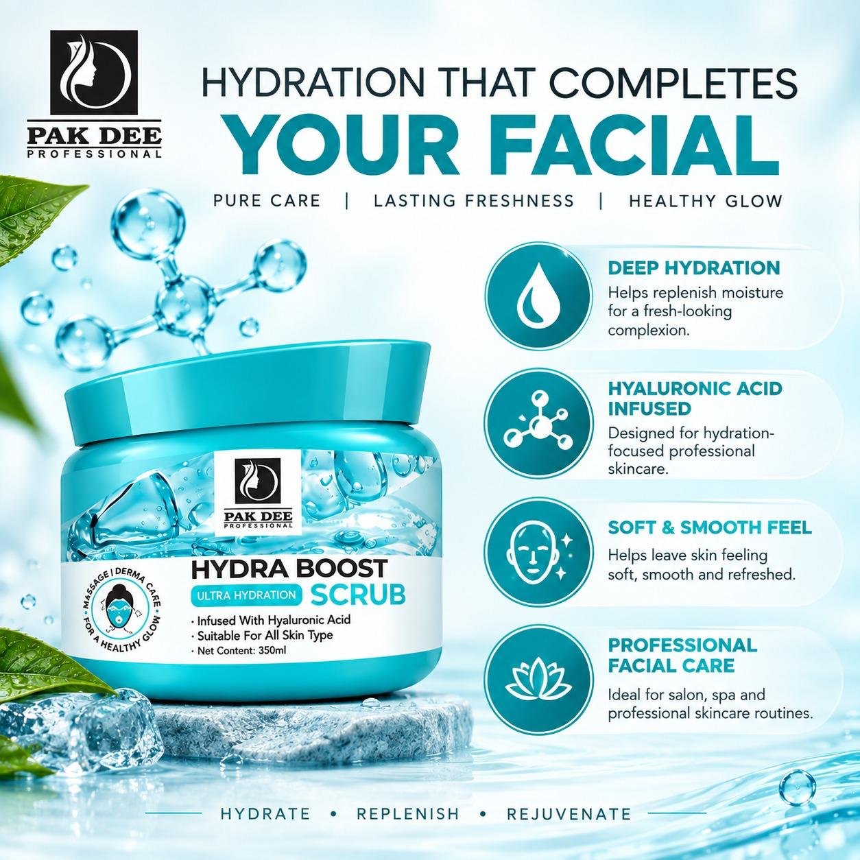 Hydra Boost Ultra Hydration Facial Kit | Hyaluronic Acid | 350ml - Image 4